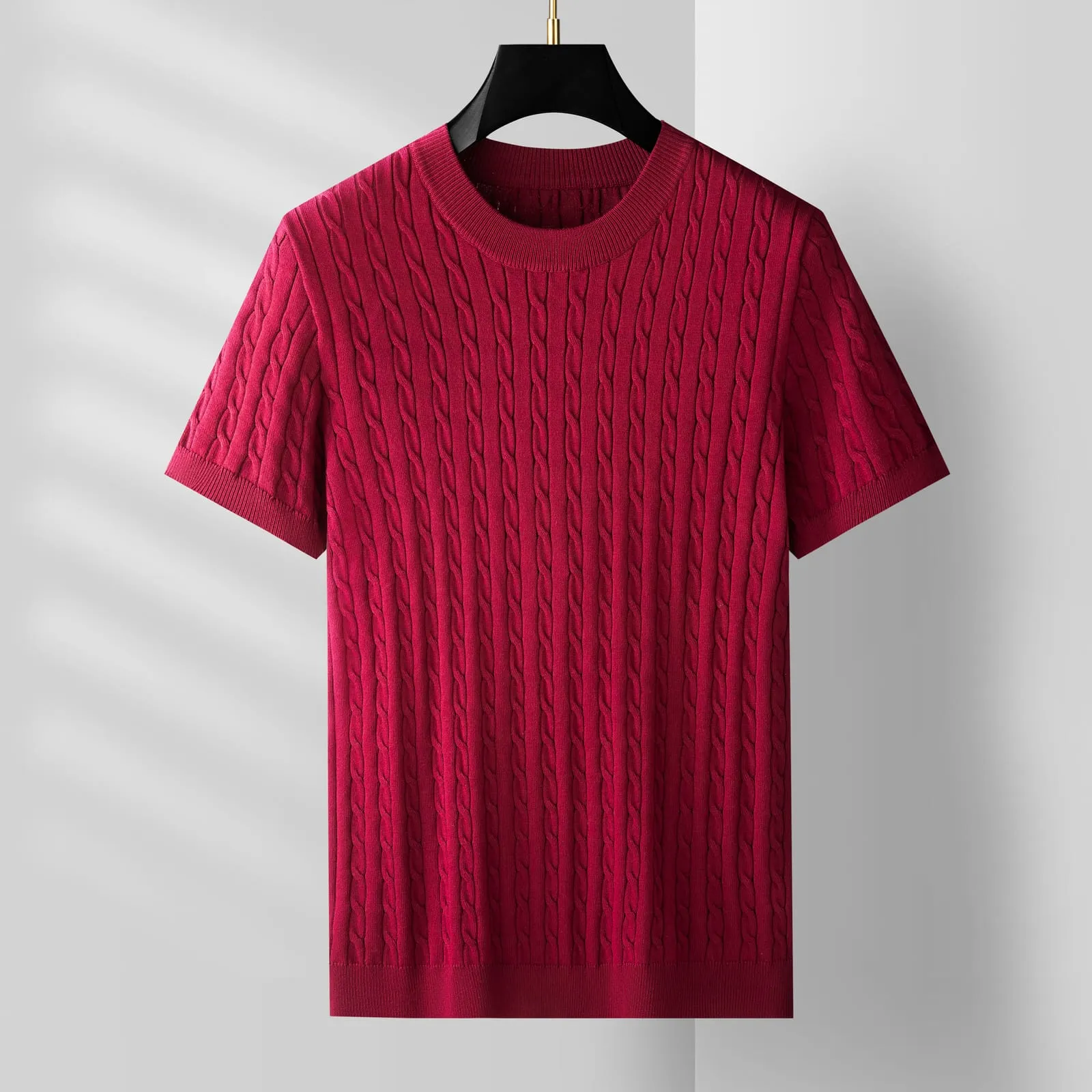 Lugano Fine-Knit Tee — Burgundy (view 1)