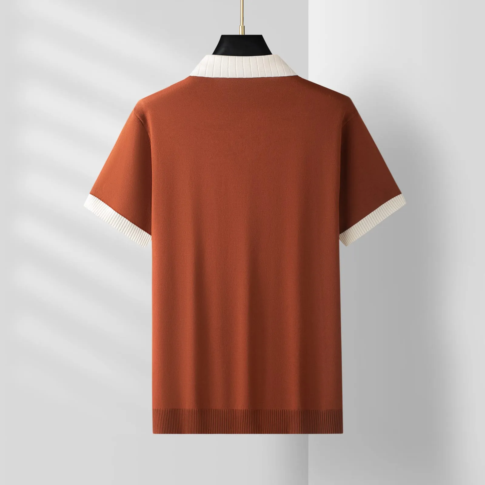 Merano Ribbed Knit Tee — Caramel (view 2)